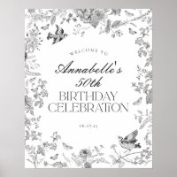 Schwarzes Toile-Floral-Geburtstags-Party-Willkomme