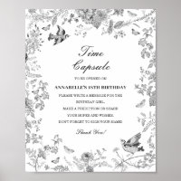 Schwarzes Toile Floral Time Capsule Baby Geburtsta