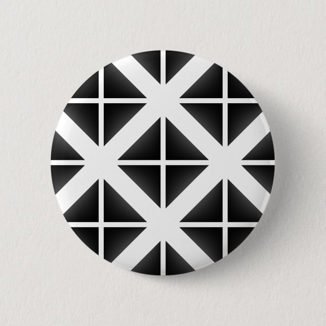 Schwarzes Trendy Triangle Muster Button (Vorderseite)