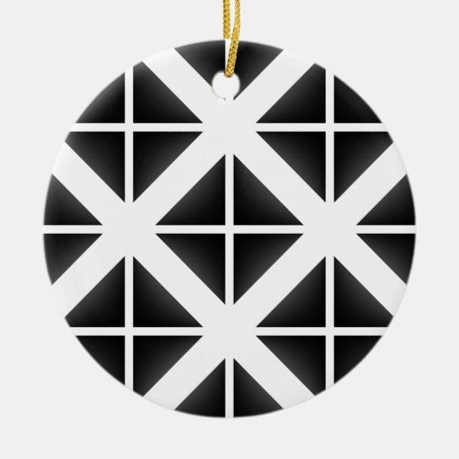 Schwarzes Trendy Triangle Muster Keramikornament (Vorne)
