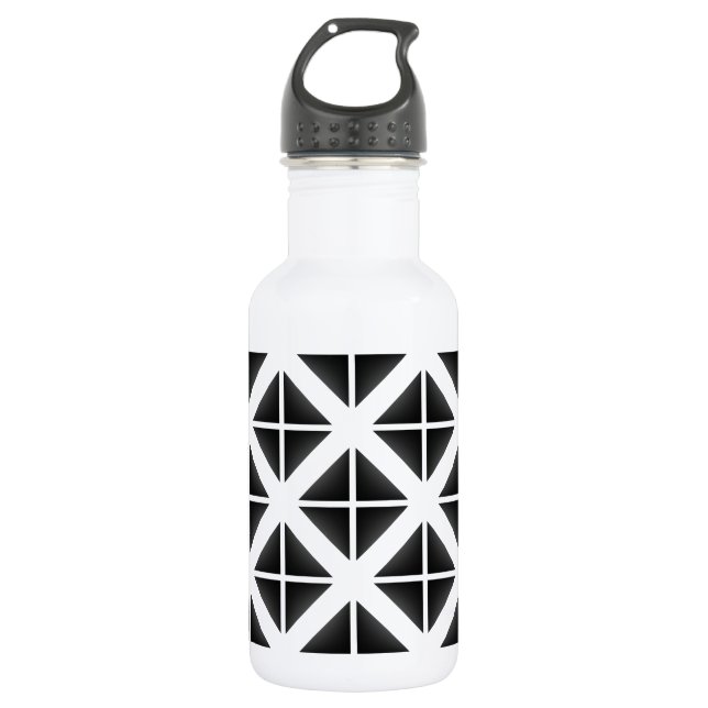 Schwarzes Trendy Triangle Muster Trinkflasche (Vorderseite)