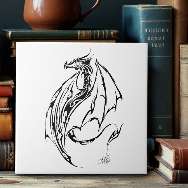 Schwarzes Tribal-Einhorn Fliese (Von Creator hochgeladen)