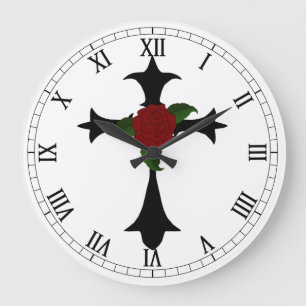 Schwarzes Tribal Kreuz Rundrömische Zahlen Uhr