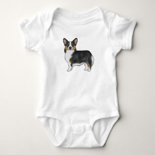 Schwarzes Tricolor Pembroke Welsh Corgi Hund Kunst Baby Strampler