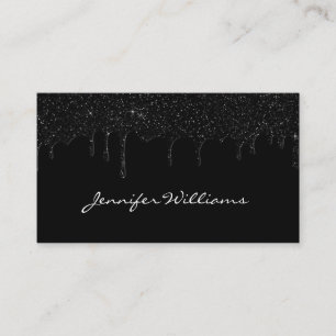 Schwarzes tropfendes Glitter minimalistisches mode Visitenkarte