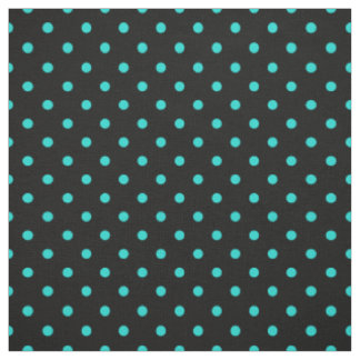 Schwarzes Türkis-Blau-Tupfen-Stellen-Muster Stoff