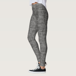 Schwarzes Tweed-Leinen-Muster Leggings