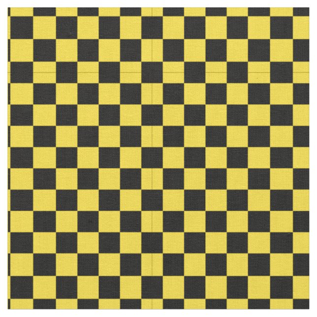 Schwarzes u. gelbes Schachbrett-Muster-Gewebe Stoff (Nahaufnahme)