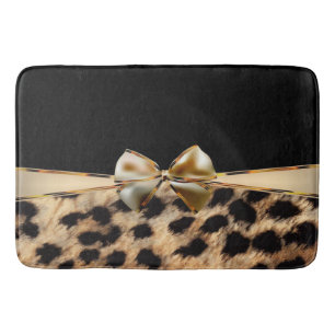 Schwarzes u. Goldbogen-Leopard-Gepard-Tierdruck Badematte