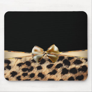 Schwarzes u. Goldbogen-Leopard-Gepard-Tierdruck Mousepad
