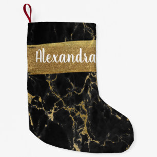 Schwarzes u. GoldmarmorGlitzer und -schein Kleiner Weihnachtsstrumpf