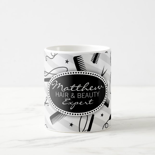 Schwarzes u. graues Haar u. Schönheit Kaffeetasse (Mittel)