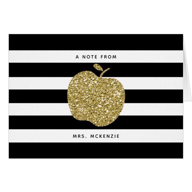 Schwarzes u. Imitat-GoldGlitzer-Apple-Lehrer (Vorderseite (Horizontal))