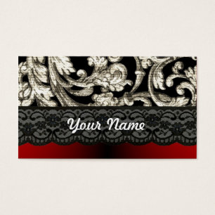 Schwarzes u. rotes Blumendamastmuster