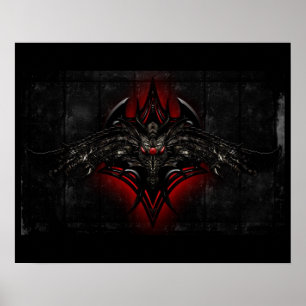 Schwarzes u. rotes Drache-Plakat Poster