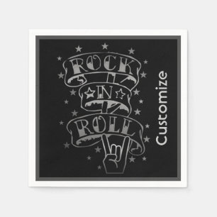 Schwarzes u. Silber-Rock-u. Rollenlogo Serviette