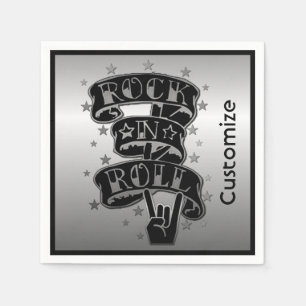 Schwarzes u. Silber-Rock-u. Rollenlogo-Servietten Serviette
