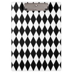 Schwarzes u. weißes Diamant-Harlekin-Muster Klemmbrett