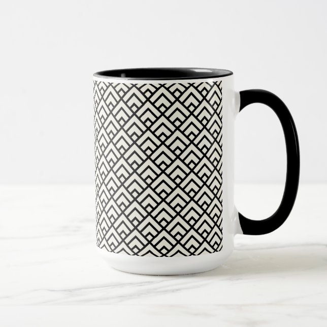 Schwarzes u. weißes geometrisches Muster Tasse (Rechts)