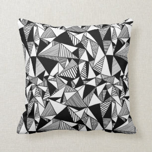 Schwarzes u. weißes geometrisches Wurfs-Kissen Kissen