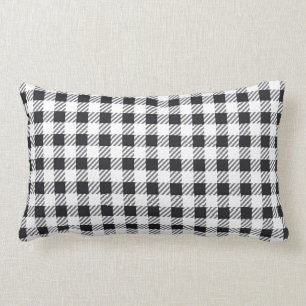 Schwarzes u. weißes Gingham-Muster Lendenkissen