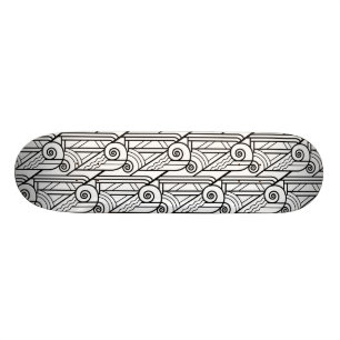 Schwarzes u. weißes Kunst-Deko-Muster Skateboard