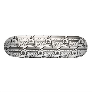 Schwarzes u. weißes Kunst-Deko-Muster Skateboard