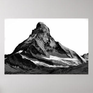 Schwarzes u. weißes Matterhornnordgesicht Poster