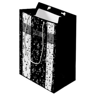 Schwarzes u. weißes Musical Stripes Mittlere Geschenktüte