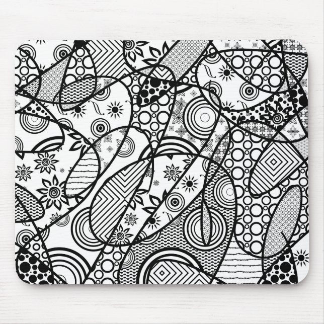 Schwarzes u. weißes Muster-Patchwork 01 Mousepad (Vorne)