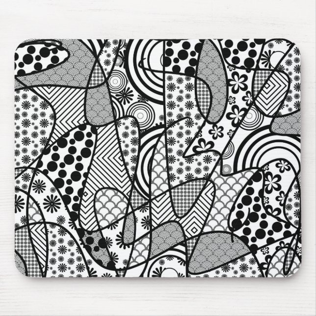 Schwarzes u. weißes Muster-Patchwork 02 Mousepad (Vorne)