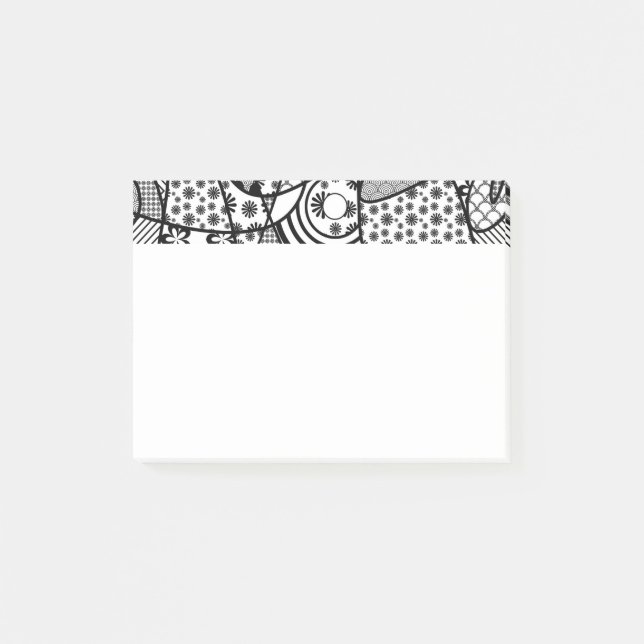 Schwarzes u. weißes Muster-Patchwork 02 Post-it Klebezettel (Vorderseite)