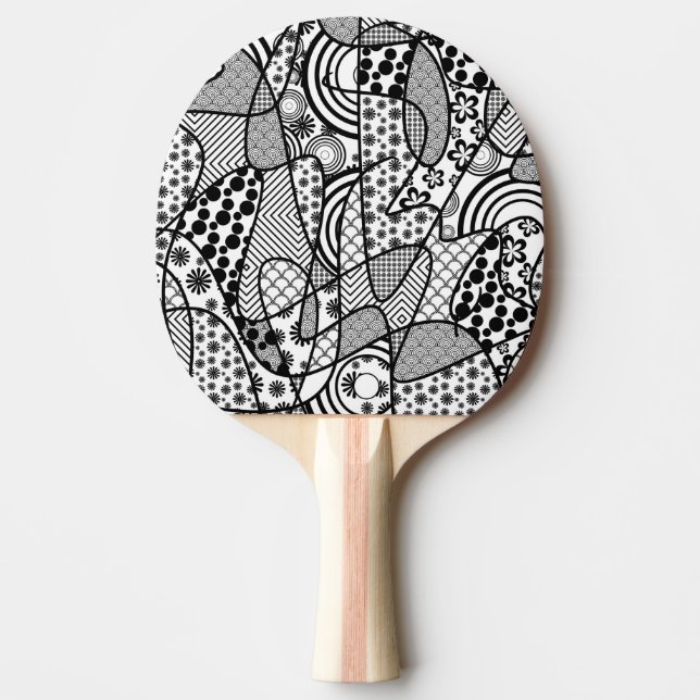 Schwarzes u. weißes Muster-Patchwork 02 Tischtennis Schläger (Vorderseite)