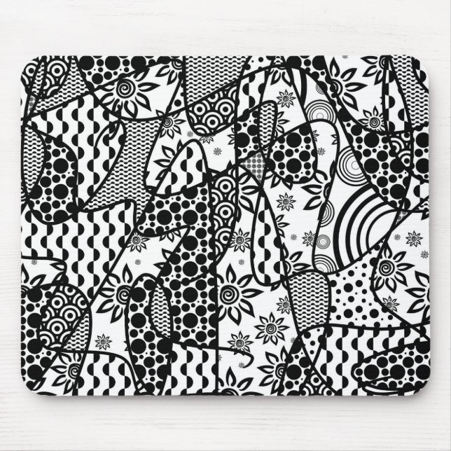 Schwarzes u. weißes Muster-Patchwork 03 Mousepad (Vorne)