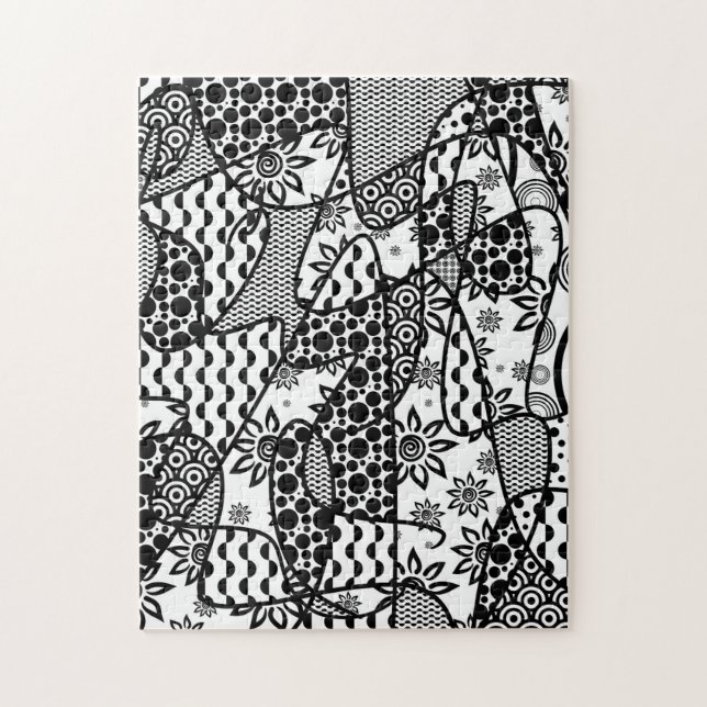 Schwarzes u. weißes Muster-Patchwork 03 Puzzle (Vertikal)