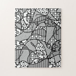 Schwarzes u. weißes Muster-Patchwork 04 Puzzle