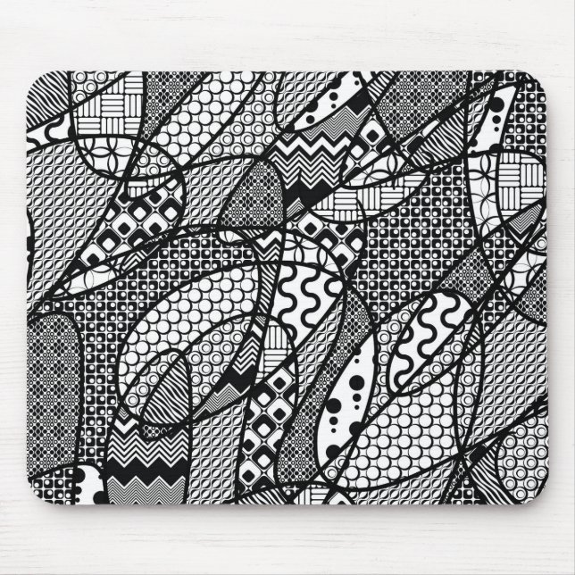 Schwarzes u. weißes Muster-Patchwork 05 Mousepad (Vorne)