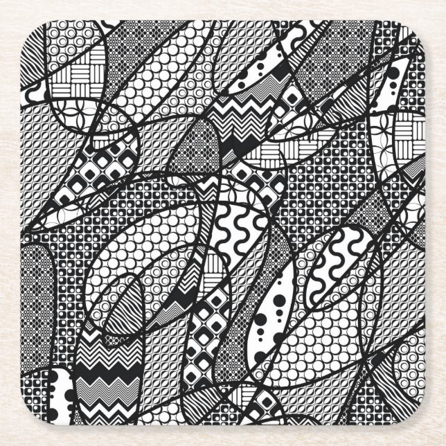 Schwarzes u. weißes Muster-Patchwork 05 Rechteckiger Pappuntersetzer (Vorderseite)