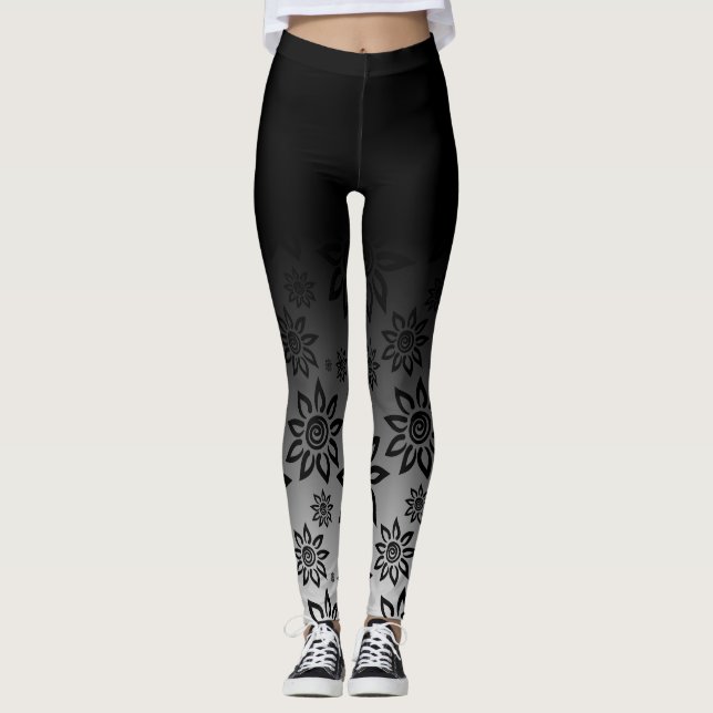 Schwarzes u. weißes Ombre grafisches mit Leggings (Vorderseite)