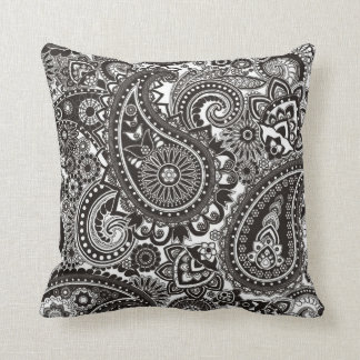 Schwarzes u. weißes Paisley-Muster Kissen