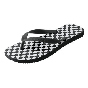 Schwarzes u. weißes Schachbrett Flip Flops
