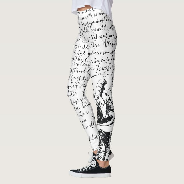 Schwarzes u. weißes Skript-Vintage Alice im Leggings (Links)