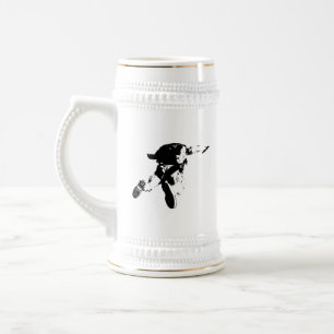 Schwarzes u. weißes Skydiving Bierglas
