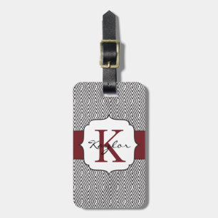 Schwarzes u. weißes Wirbel Marsala Monogramm Gepäckanhänger
