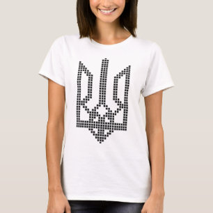 Schwarzes ukrainisches Tryzub-Symbol auf dem Herze T-Shirt