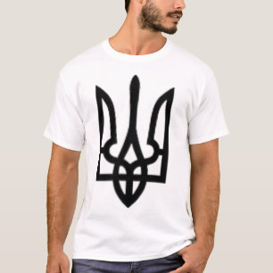 Schwarzes ukrainisches Tryzub-Symbol auf dem Herze T-Shirt