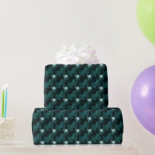 Schwarzes und Aquamarines Abstraktes Schleifpapier Geschenkpapier