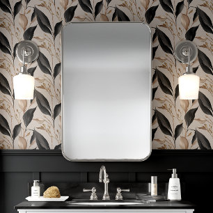 Schwarzes und Beige Botanisches Leaf Tapete