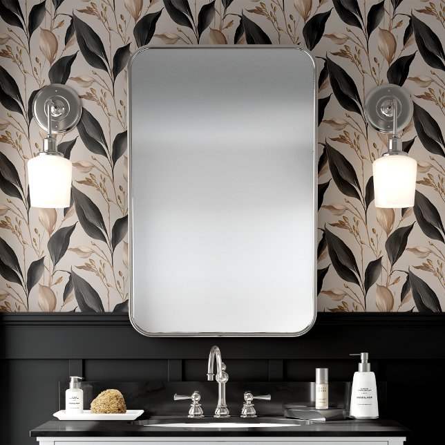 Schwarzes und Beige Botanisches Leaf Tapete (Von Creator hochgeladen)