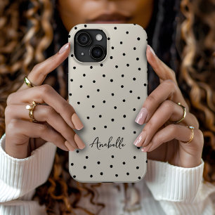 Schwarzes und Beiges Chic-Punkte-Minimalistisches Case-Mate iPhone Hülle